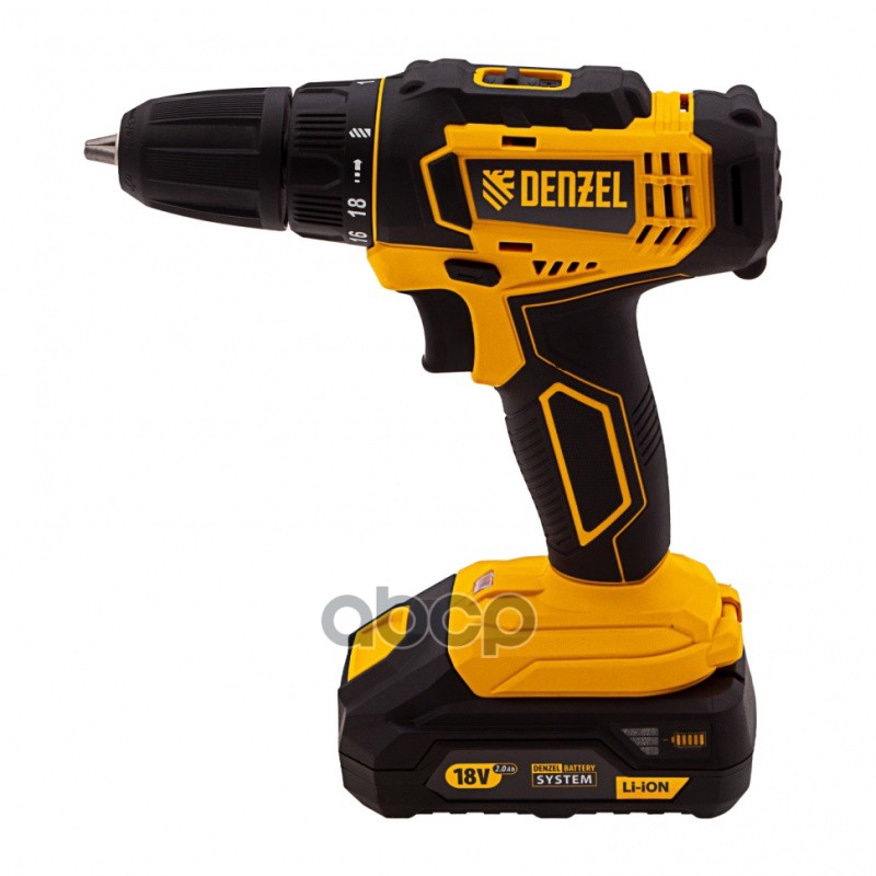 Дрель-шуруповерт аккумуляторный 18.0В (2АКБ Li-Ion) DENZEL