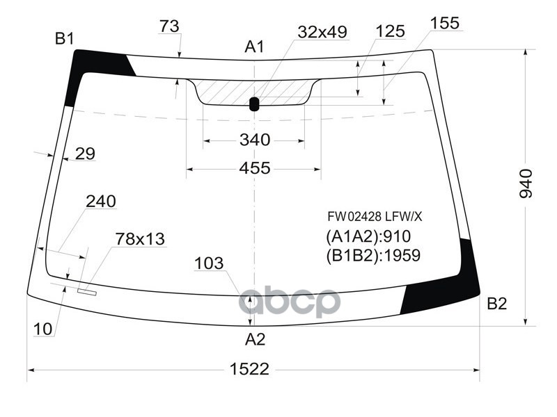 Стекло лобовое (4D SED) Mitsubishi Galant 03-12 XYG арт. FW02428 LFW/X