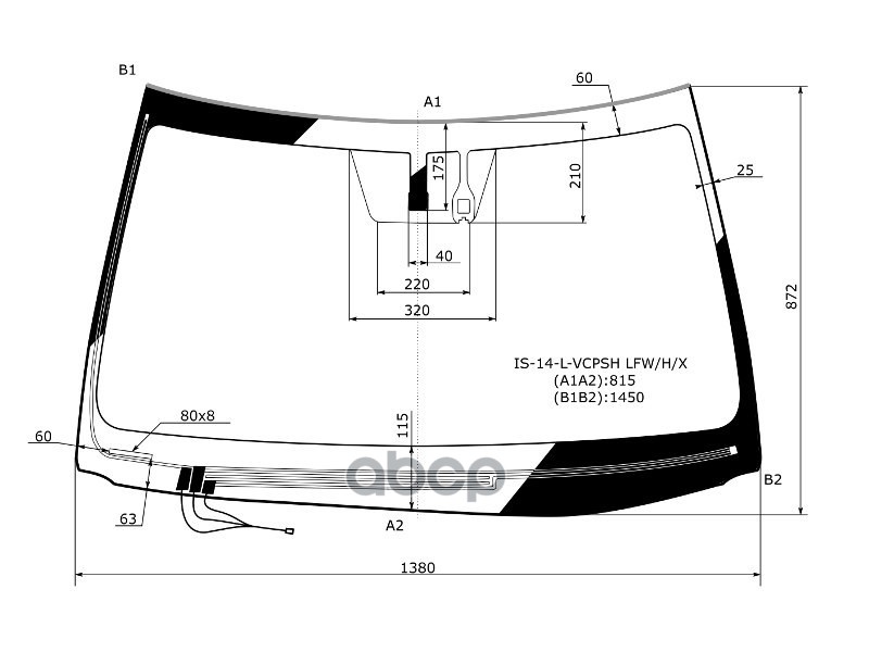 Стекло лобовое (Обогрев щеток/ Датчик дождя/ Молдинг) Lexus IS 13-20 XYG арт. IS-14-L-VCPSH LFW/H/X