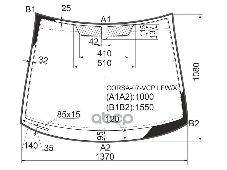 Стекло лобовое (Молдинг) Opel Corsa 06-14 XYG арт. CORSA-07-VCP LFW/X