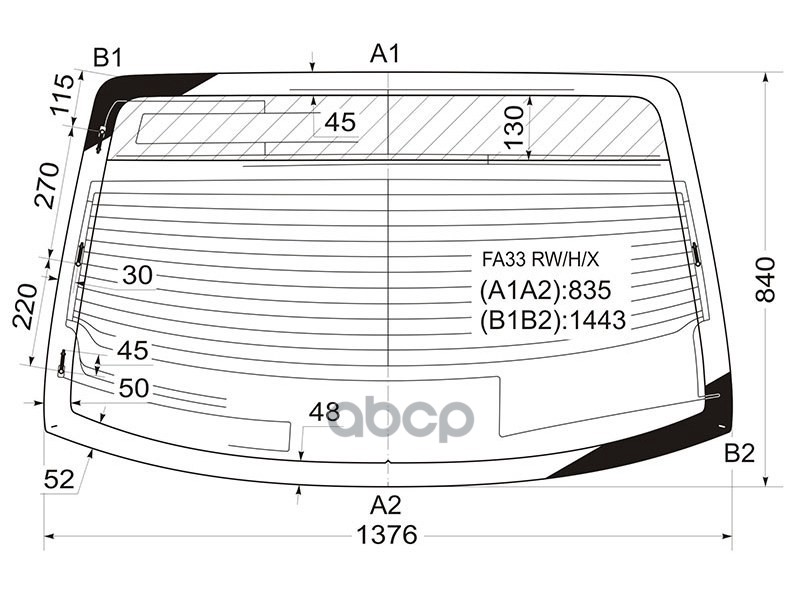 Стекло заднее (Цвет зеленый/ Обогрев/ Антенна) Infiniti I30 99-04 / I35 99-04 XYG арт. FA33 RW/H/X