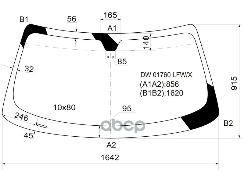 Стекло лобовое (2D CPE) Dodge Challenger 08- XYG арт. DW01760 LFW/X