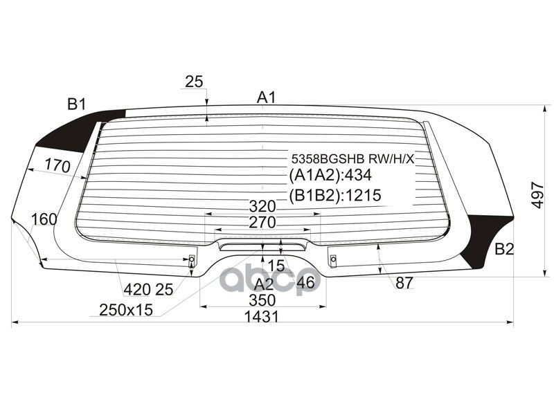 Стекло заднее (Цвет зеленый/ Обогрев) Mercedes-Benz A-Class 04-12 XYG арт. 5358BGSHB RW/H/X