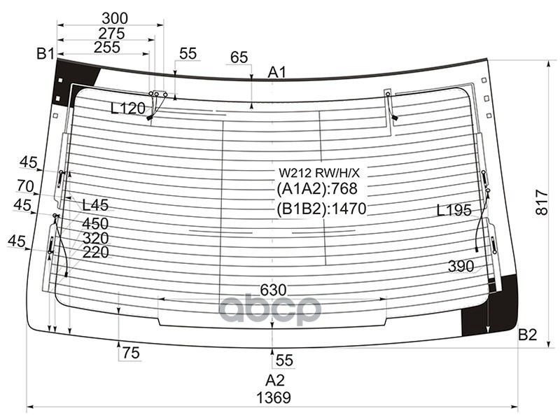 Стекло заднее (Цвет зеленый/ Обогрев/ Антенна/ 4D SED) Mercedes-Benz E-Class 09-17 XYG арт. W212 RW/H/X