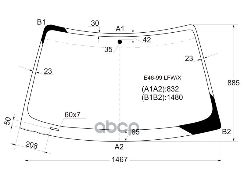Стекло лобовое BMW 3-Series 98-06 XYG арт. E46-99 LFW/X