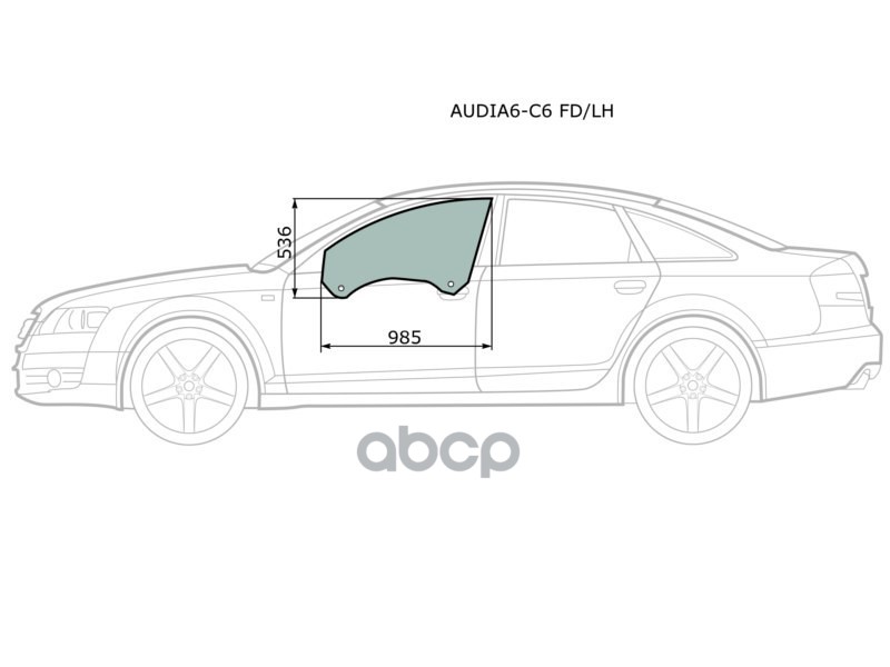 Стекло боковое опускное (Спереди/ Слева/ Цвет зеленый) Audi A6 04-10 / A6 allroad quattro 06-12 XYG арт. AUDIA6-C6 FD/LH