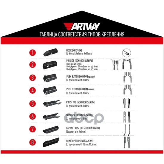 Щетка стеклоочистителя бескаркасная ARTWAY 19