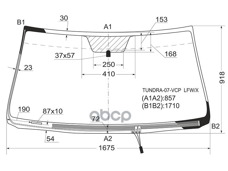 Стекло лобовое (Обогрев щеток) Toyota Sequoia 07-17 / Tundra 06-22 XYG арт. TUNDRA-07-VCP LFW/X