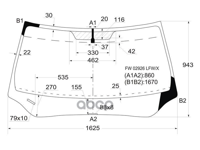 Стекло лобовое Honda Pilot 08-15 XYG арт. FW02926 LFW/X