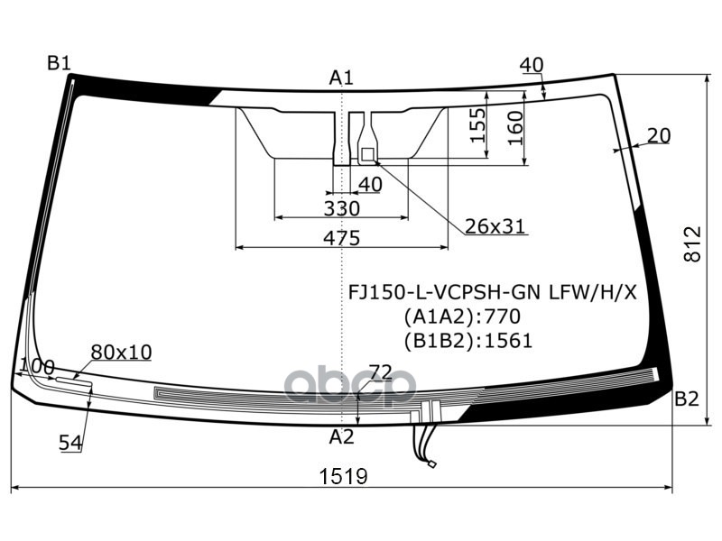 Стекло лобовое (Обогрев щеток/ Датчик дождя) Toyota Land Cruiser Prado (J150) 09-20 / Lexus GX 09-19 XYG арт. FJ150-L-VCPSH-G...