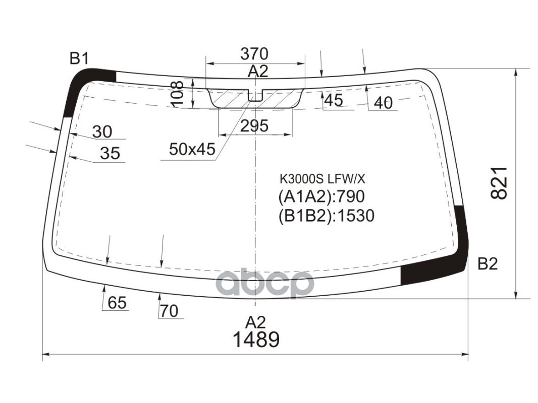 Стекло лобовое (грузовой) Kia Bongo 04- XYG арт. K3000S LFW/X