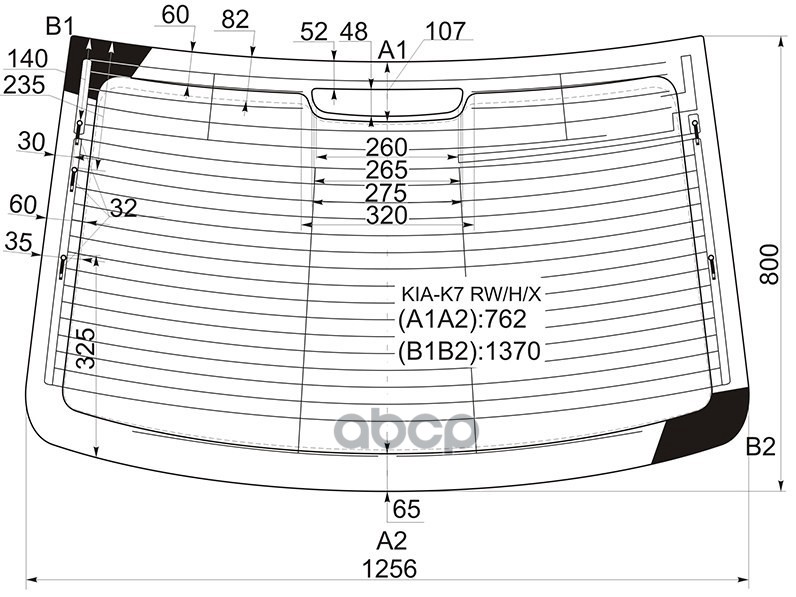 Стекло заднее (Цвет зеленый/ Обогрев) Kia Cadenza 09-16 / K7 10-15 XYG арт. KIA-K7 RW/H/X