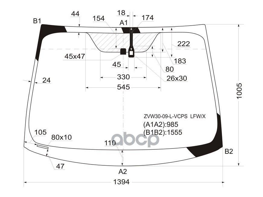 Стекло лобовое (Датчик дождя/ для Европейского рынка) Toyota Prius (ZVW30) 09-16 / Prius PHV 12-16 XYG арт. ZVW30-09-L-VCPS L...