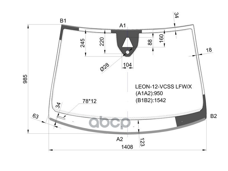 Стекло лобовое (Камера/ Датчик дождя/ Молдинг) SEAT Leon 12-20 XYG арт. LEON-12-VCSS LFW/X
