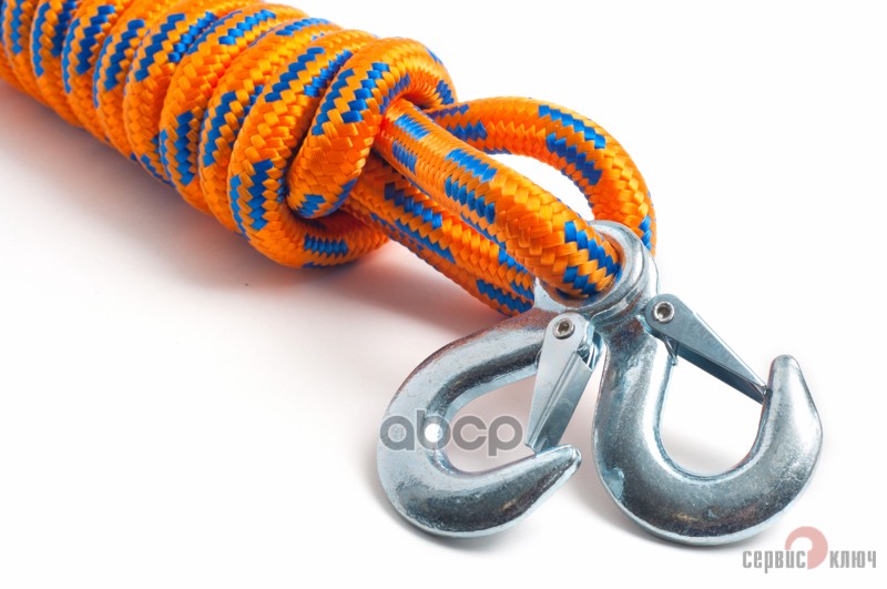 Трос буксировочный канат  7 т 5 м 2 крюка Сервис Ключ