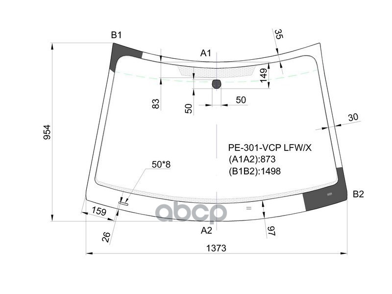 Стекло лобовое Citroen C-Elysee 12- / Peugeot 301 13- XYG арт. PE-301-VCP LFW/X