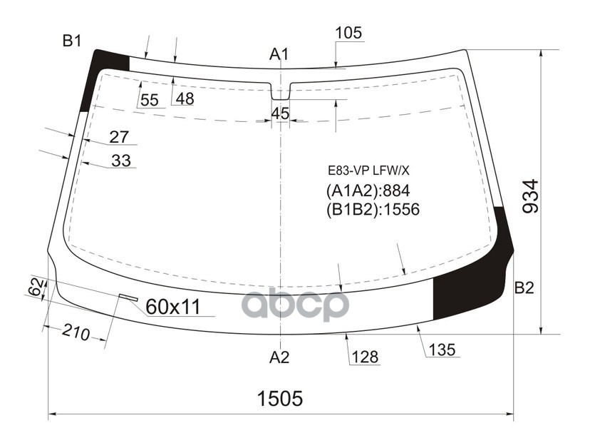 Стекло лобовое BMW X3 03-10 XYG арт. E83-VP LFW/X