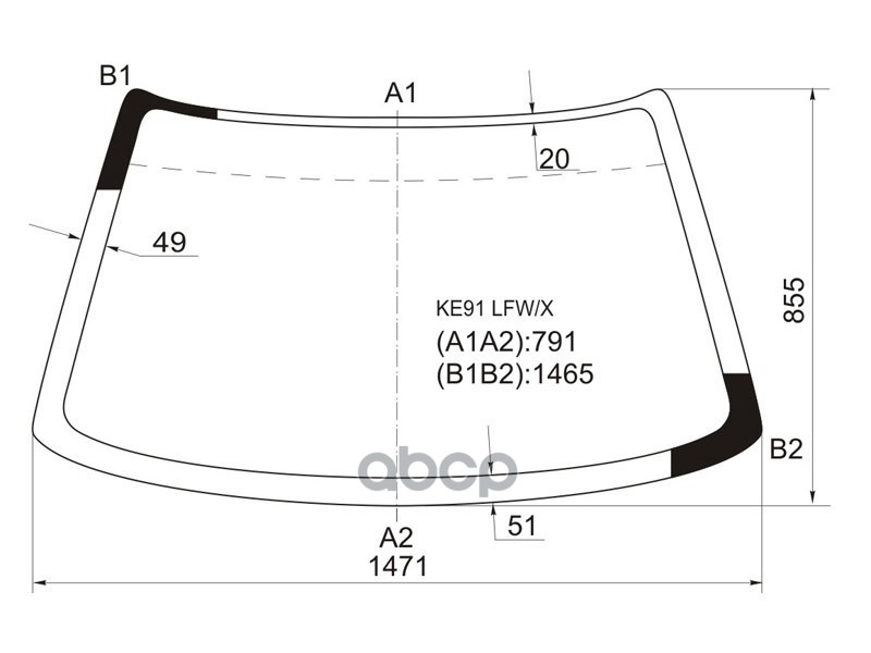 Стекло лобовое Toyota Corolla (E90) 87-92 / Sprinter 87-91 XYG арт. KE91 LFW/X