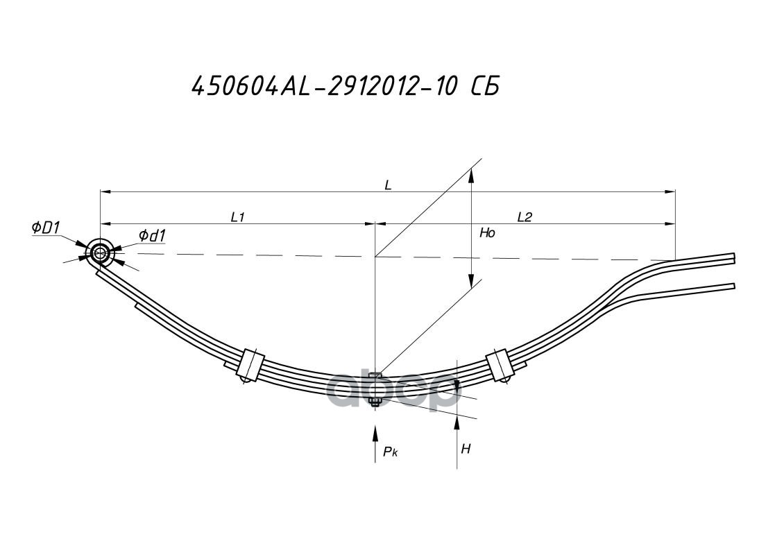450604AL-2912012-10 Рессора задняя для прицепа AL-KO 4 листа
