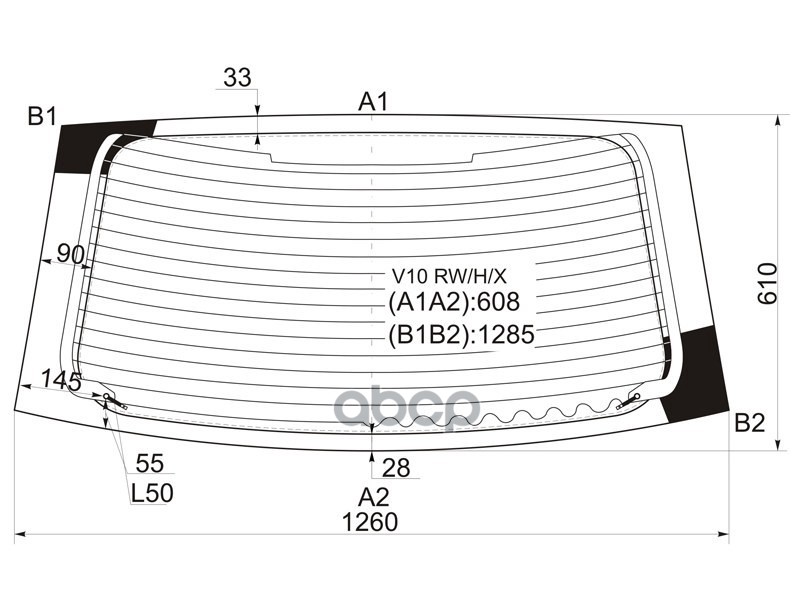 Стекло заднее (Цвет зеленый/ Обогрев) Nissan Tino 98-06 XYG арт. V10 RW/H/X