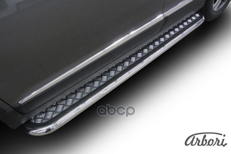 Защита порогов d57 с листом усиленная Arbori нерж. сталь для HAVAL H6 2014-нв /