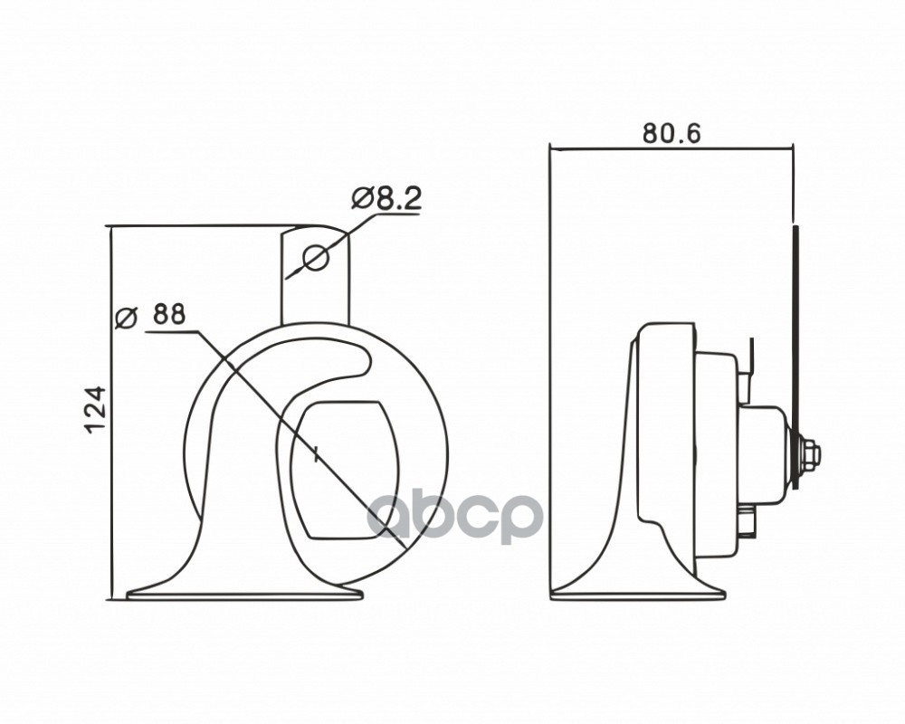 Сигнал автомобильный Вымпел СА-01 (2 тона, улитка, 118 Дб)