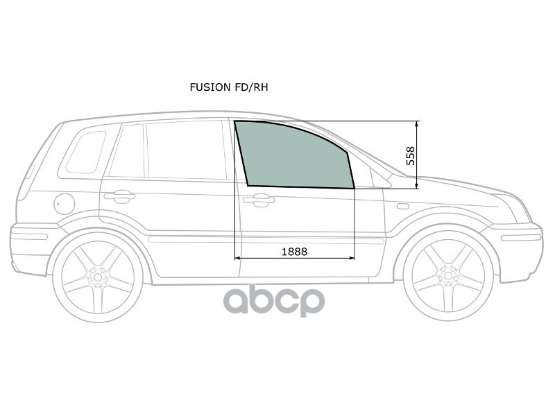 Стекло боковое опускное (Спереди/ Справа/ Цвет зеленый) Ford Fusion 02-12 XYG арт. FUSION FD/RH