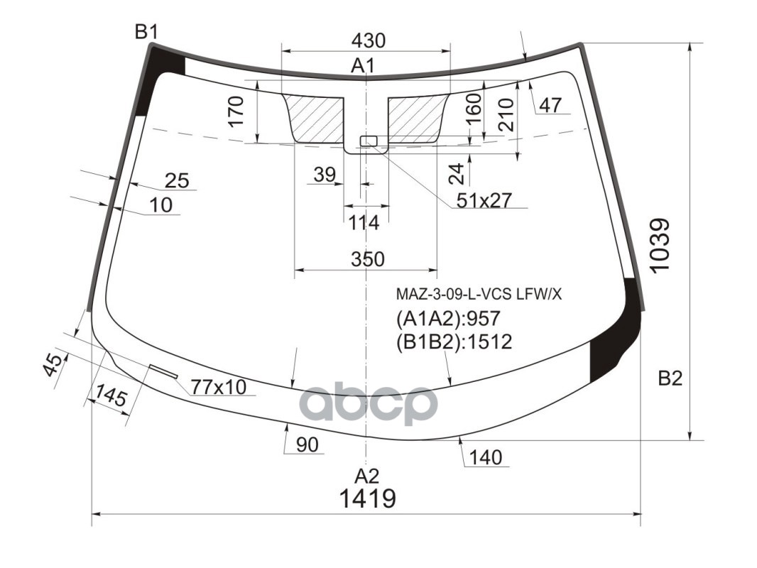 Стекло лобовое (Датчик дождя) Mazda 3 08-11 XYG арт. MAZ-3-09-L-VCS LFW/X