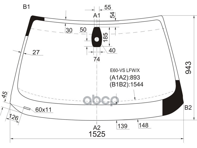 Стекло лобовое (Датчик дождя/ Круглый датчик дождя/ 4D SED/5D WGN) BMW 5-Series 07-10 XYG арт. E60-VS LFW/X