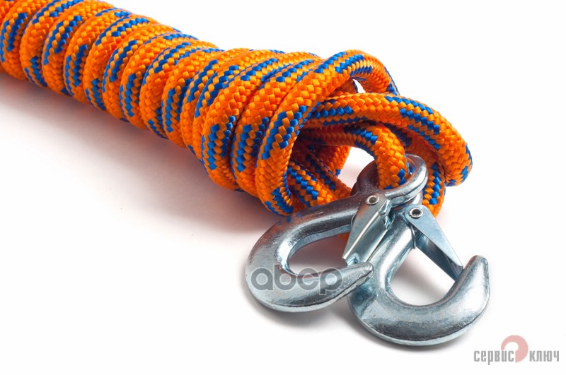Трос буксировочный канат  5 т 5 м 2 крюка Сервис Ключ