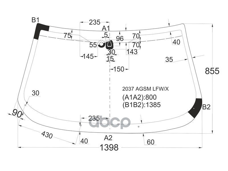 Стекло лобовое (Датчик дождя) Alfa Romeo 147 00-10 XYG арт. 2037AGSM LFW/X