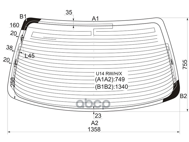 Стекло заднее (Цвет зеленый/ Обогрев/ Антенна) Nissan Murano 07-16 XYG арт. TZ51 RW/H/X