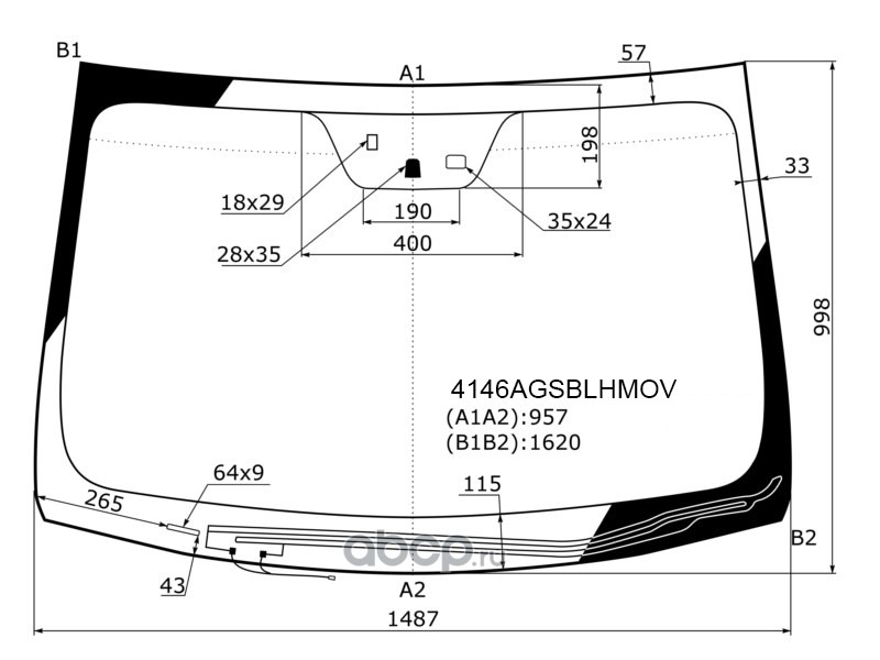 Стекло лобовое с обогревом щеток дд mitsubishi pajero 3 5d 06