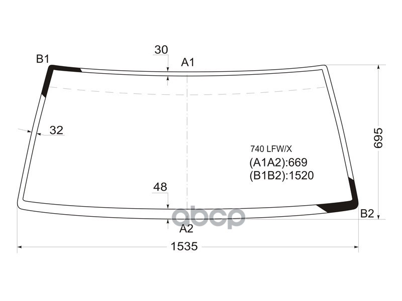 Стекло лобовое Volvo 740 83-92 / 940 88-98 XYG арт. 740 LFW/X