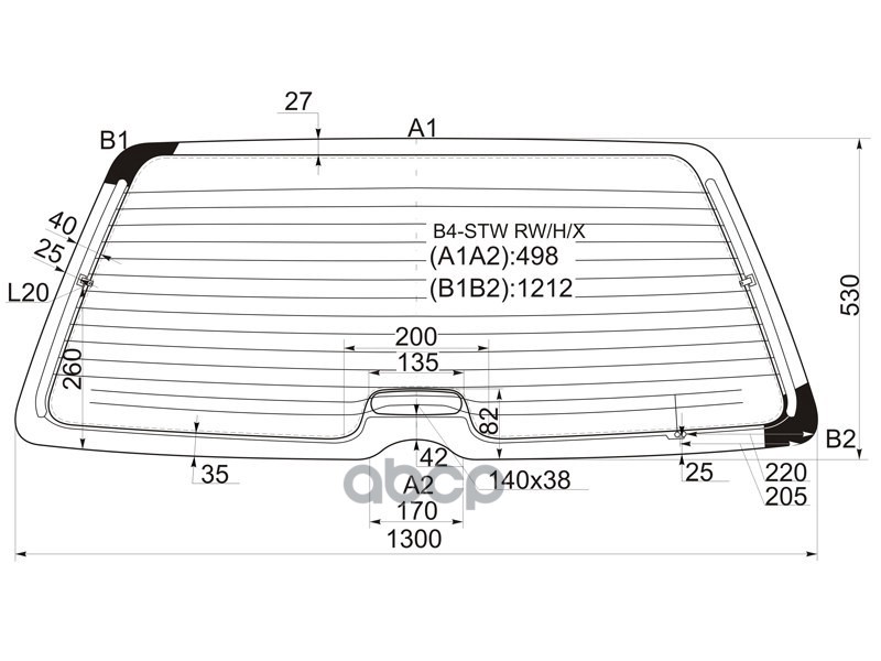 Стекло заднее (Цвет зеленый/ Обогрев/ Антенна) Volkswagen Passat 88-97 XYG арт. B4-STW RW/H/X