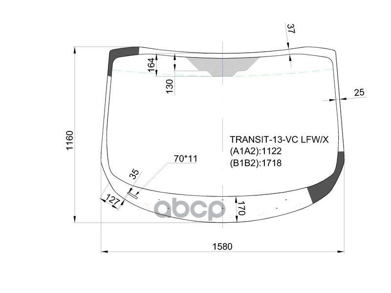 Стекло лобовое Ford Transit Custom 13-19 XYG арт. TRANSIT-13-VC LFW/X