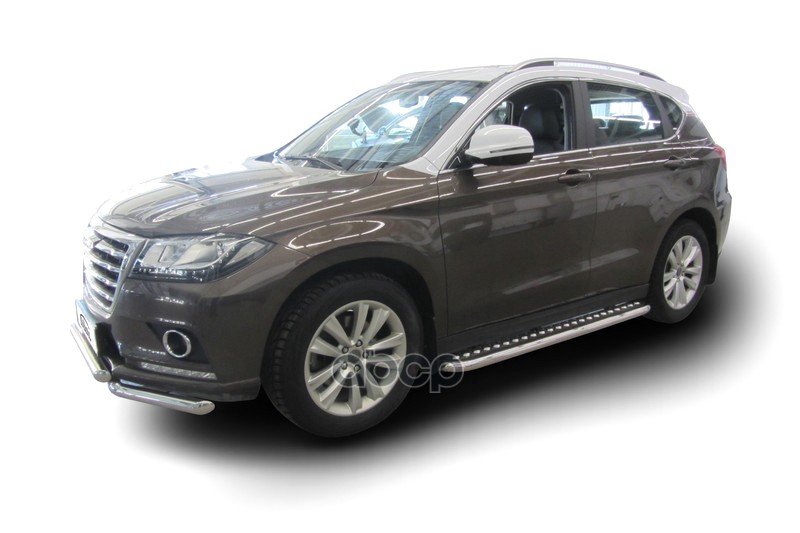 Защита порогов d57 с листом усиленная Arbori нерж. сталь для HAVAL H2 2014-нв /