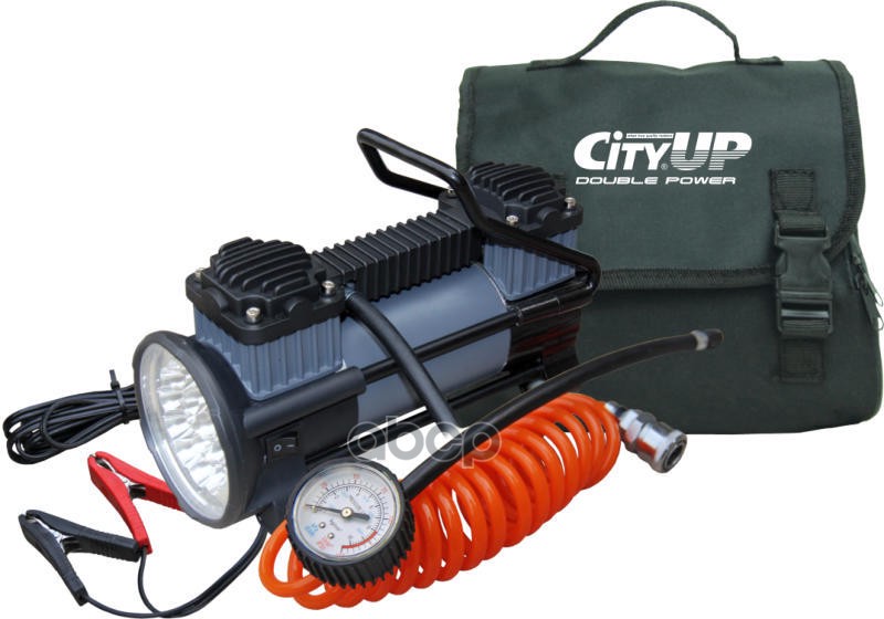 Компрессор "City Up-619 Double Piston" С Фонарем (10 Атм, 60 Л/Мин, 300 Вт) City Up арт. AC-619