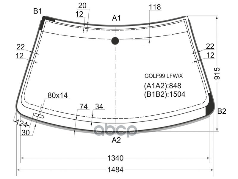 Стекло лобовое (Молдинг) Volkswagen Golf 97-06 / Jetta 98-05 XYG арт. GOLF-99 LFW/X
