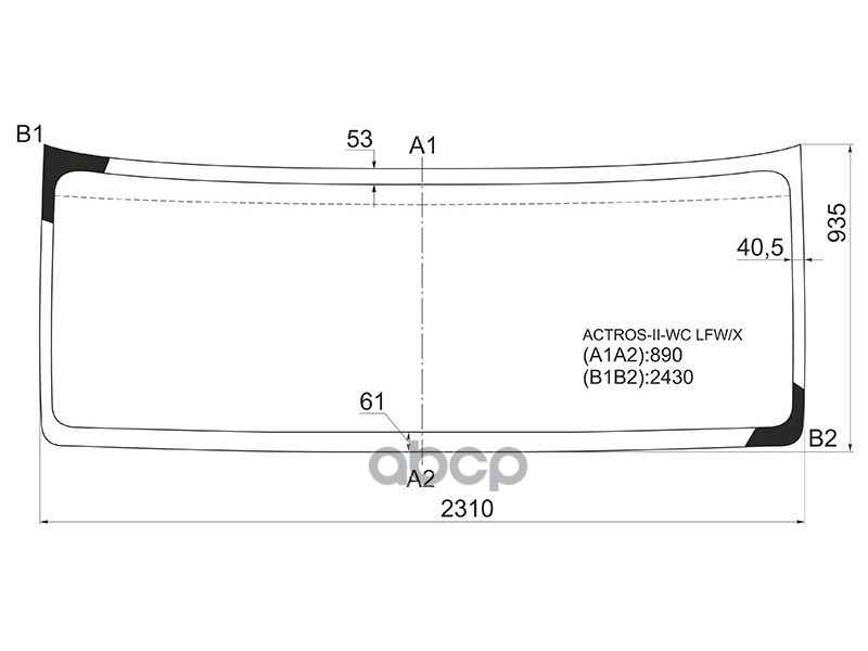 Стекло лобовое Mercedes-Benz Actros 12- / Kamaz 54901 17- XYG арт. ACTROS- II-WC LFW/X