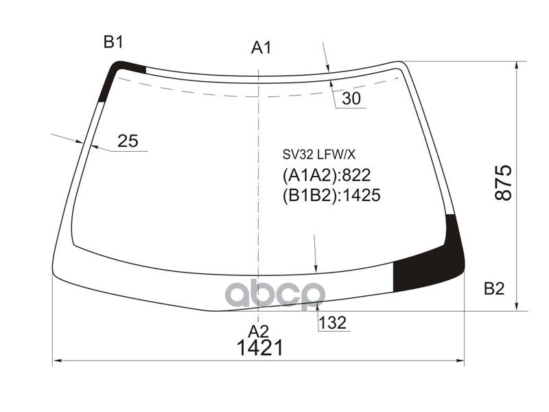Стекло лобовое (HARDTOP) Toyota Camry 90-94 / Vista 90-94 XYG арт. SV32 LFW/X