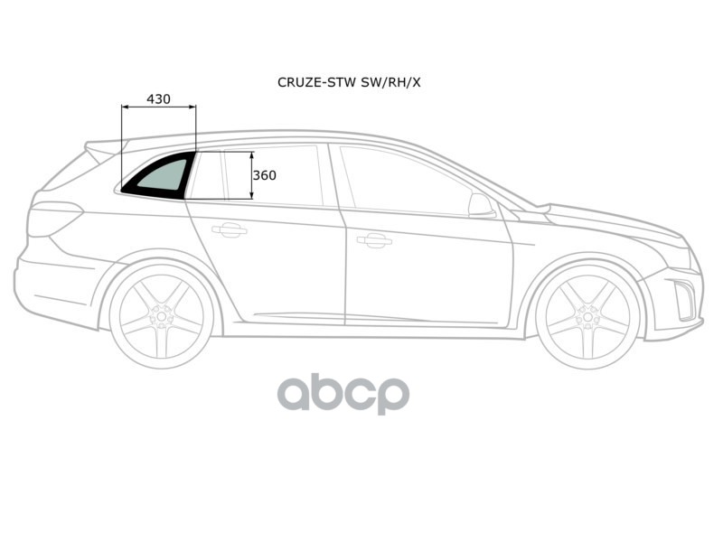 Стекло кузова боковое (не опускное) (Справа/ Цвет зеленый) Chevrolet Cruze 09-15 XYG арт. CRUZE-STW SW/RH/X