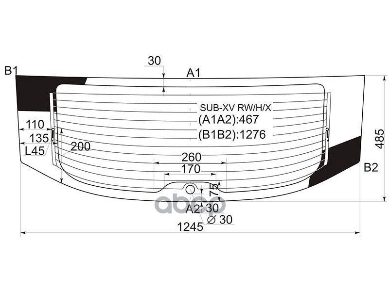 Стекло заднее (Цвет зеленый/ Обогрев) Subaru Impreza 11-16 / XV 11-17 XYG арт. SUB-XV RW/H/X