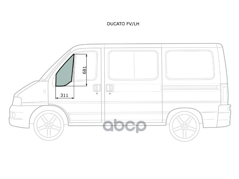Стекло форточки (Спереди/ Слева/ Цвет зеленый) Peugeot Boxer 94-06 / Citroen Jumper 94-02 XYG арт. DUCATO FV/LH
