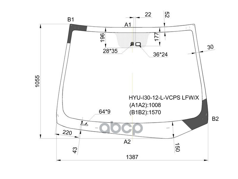 Стекло лобовое (Датчик дождя) Hyundai i30 11-17 XYG арт. HYU-I30-12-L-VCPS LFW/X
