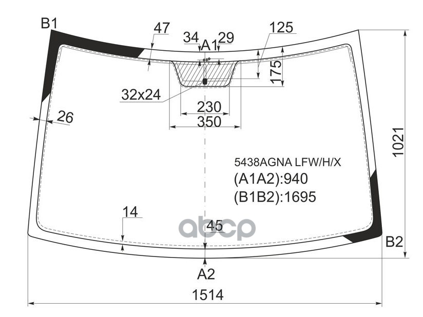 Стекло лобовое (Антенна) Mercedes-Benz Viano 03-14 / Vito 03-14 XYG арт. 5438AGNA LFW/H/X