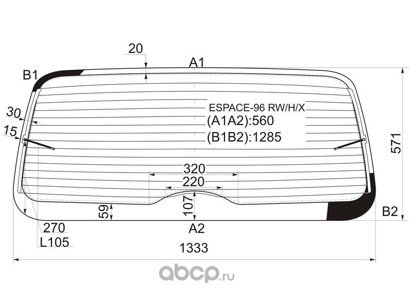 Размер заднего стекла рено логан