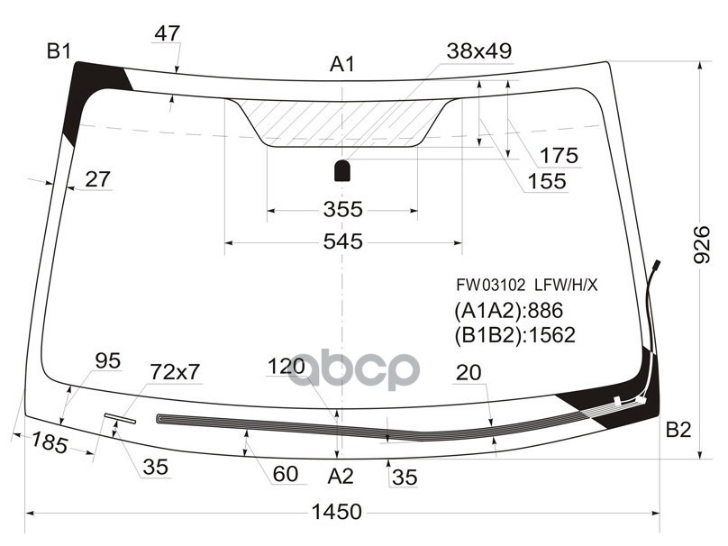 Стекло лобовое (Обогрев щеток) Subaru Legacy 09-15 / Outback 09-15 XYG арт. FW03102 LFW/H/X