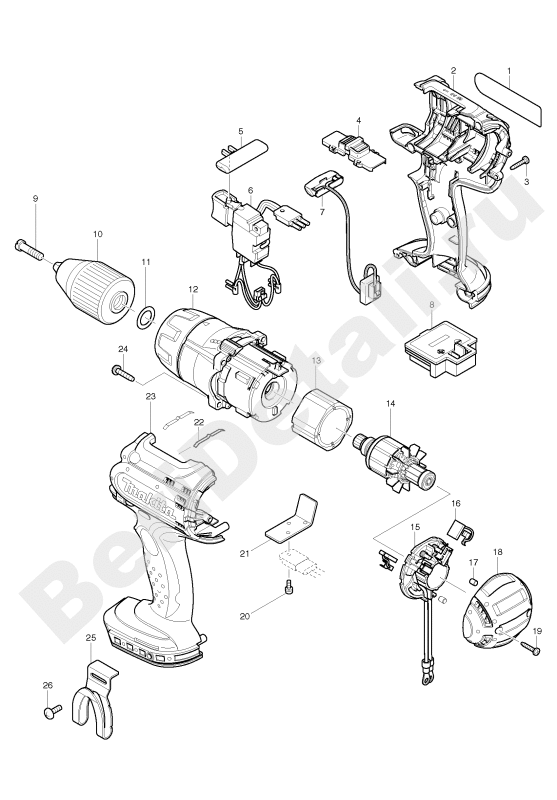 Кабель питания Makita 0,,0 DC, DC18RA, DC18SC оригинал 