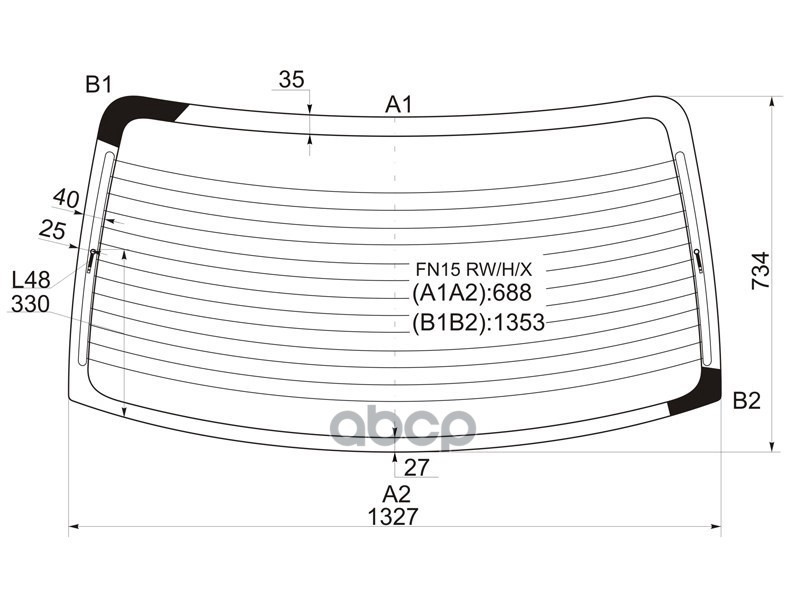 Стекло заднее (Цвет зеленый/ Обогрев) Nissan Almera 95-00 / Sunny 95-99 XYG арт. FN15 RW/H/X